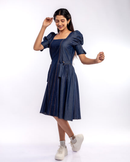 Denim Gathered Dress
